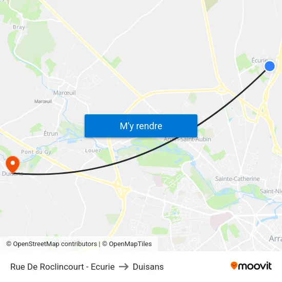 Rue De Roclincourt - Ecurie to Duisans map