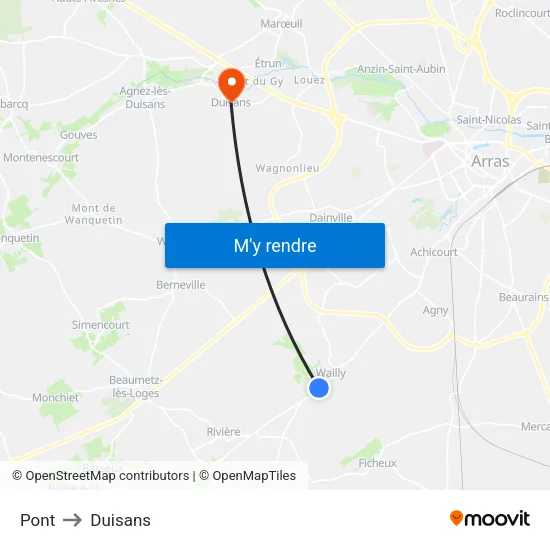 Pont to Duisans map
