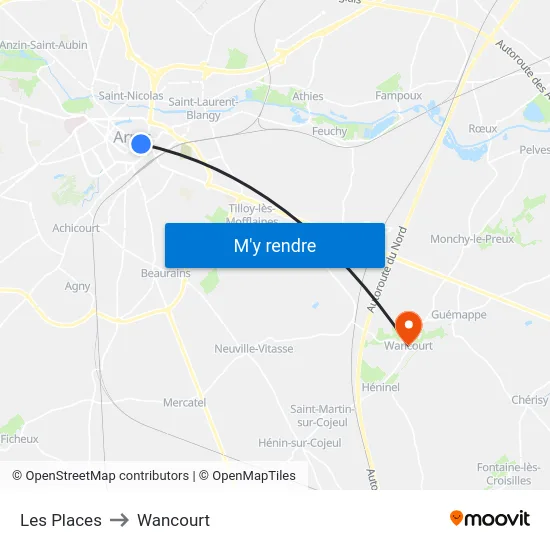 Les Places to Wancourt map