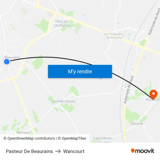 Pasteur De Beaurains to Wancourt map