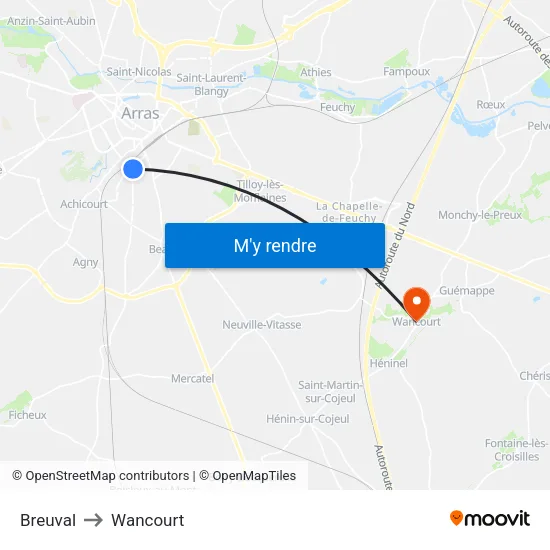 Breuval to Wancourt map