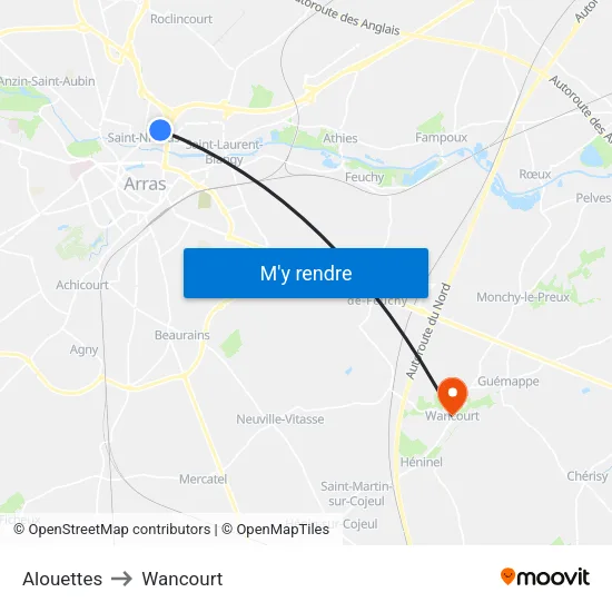 Alouettes to Wancourt map