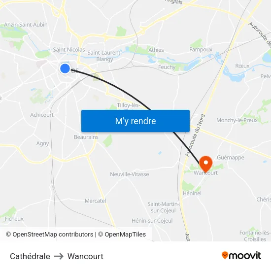 Cathédrale to Wancourt map