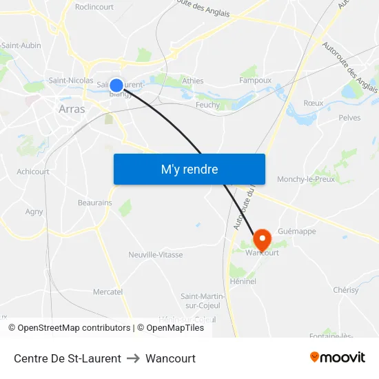 Centre De St-Laurent to Wancourt map