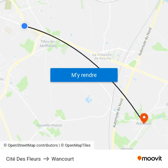 Cité Des Fleurs to Wancourt map