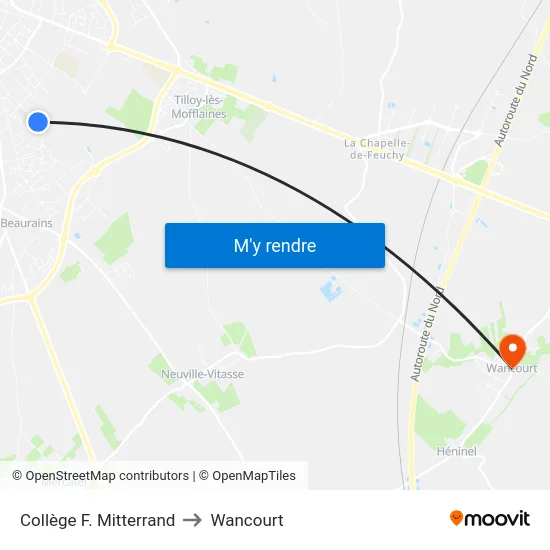 Collège F. Mitterrand to Wancourt map