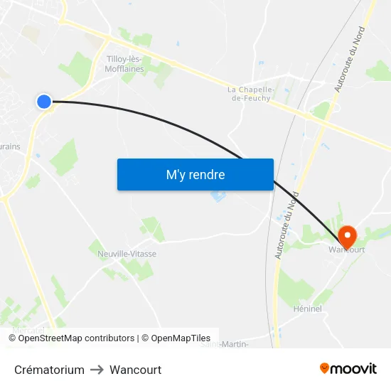 Crématorium to Wancourt map