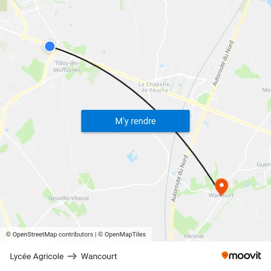 Lycée Agricole to Wancourt map
