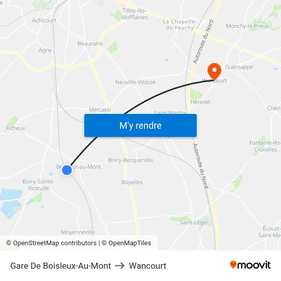 Gare De Boisleux-Au-Mont to Wancourt map