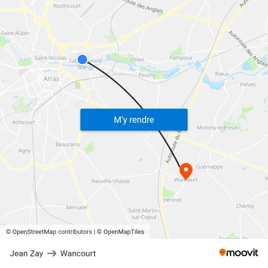 Jean Zay to Wancourt map