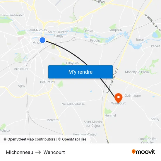 Michonneau to Wancourt map