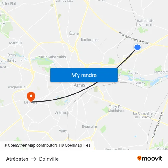 Atrébates to Dainville map