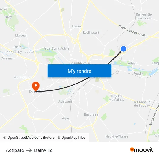 Actiparc to Dainville map