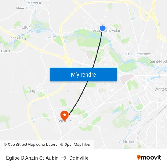 Eglise D'Anzin-St-Aubin to Dainville map