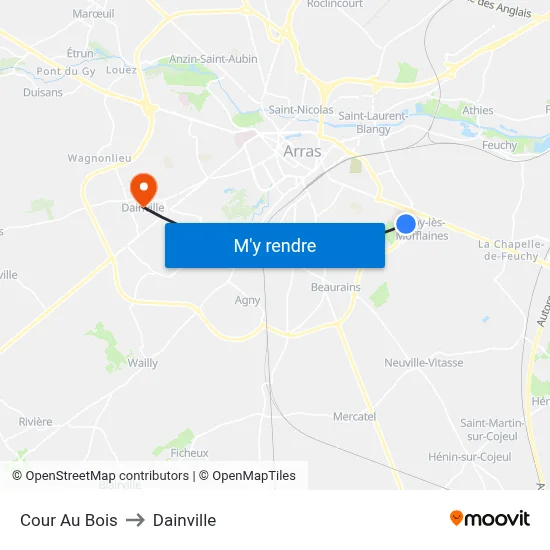 Cour Au Bois to Dainville map