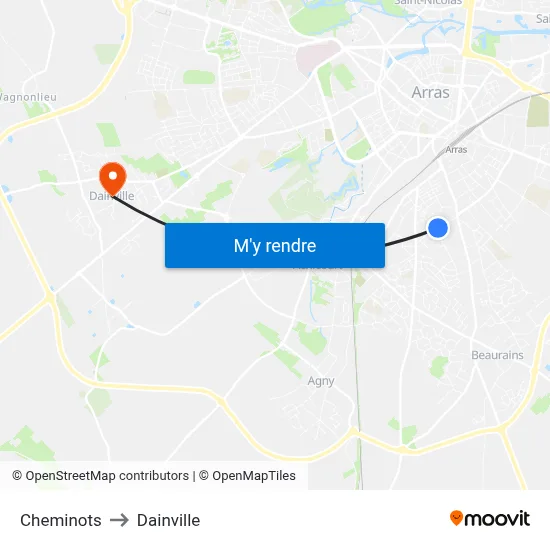 Cheminots to Dainville map