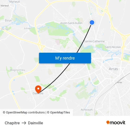 Chapitre to Dainville map