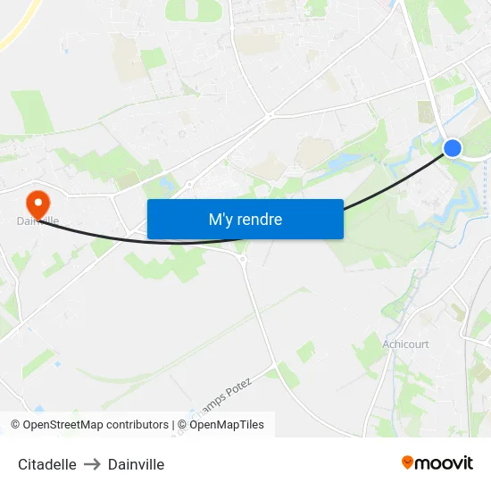 Citadelle to Dainville map