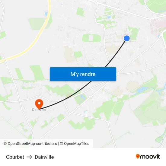 Courbet to Dainville map