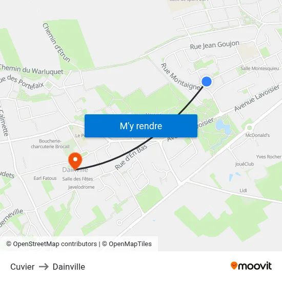 Cuvier to Dainville map