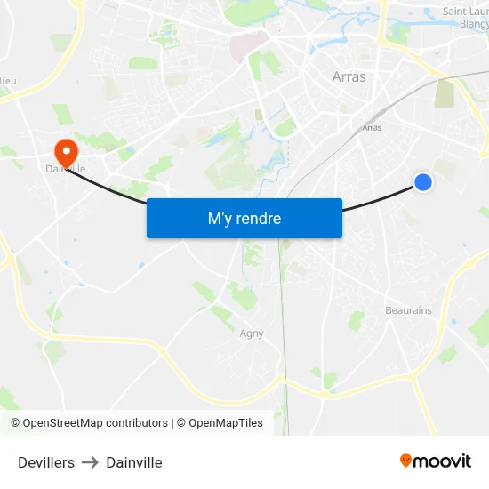 Devillers to Dainville map