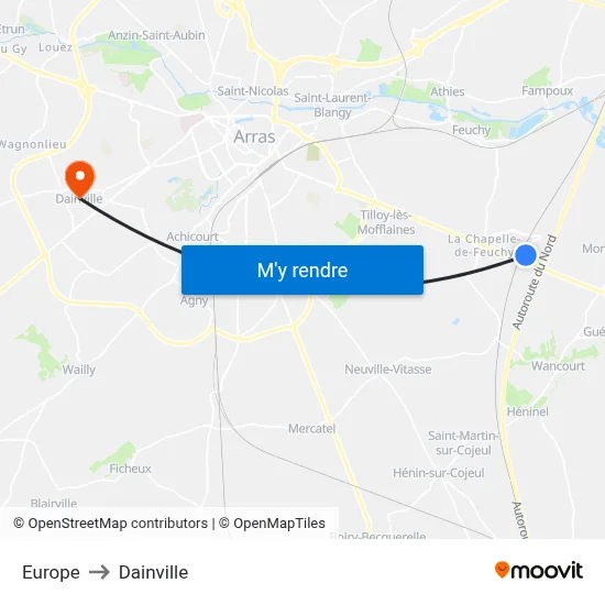 Europe to Dainville map