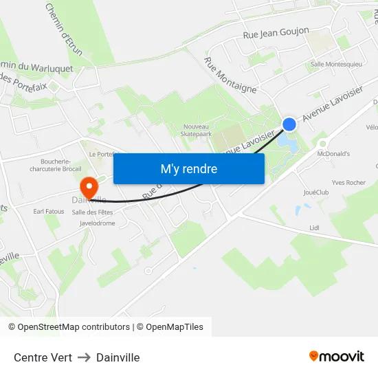 Centre Vert to Dainville map