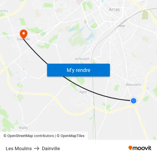 Les Moulins to Dainville map
