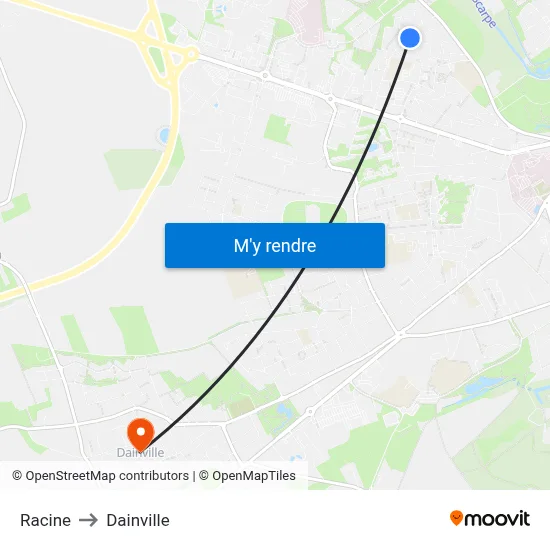 Racine to Dainville map