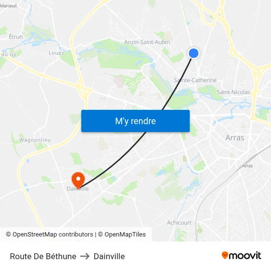 Route De Béthune to Dainville map