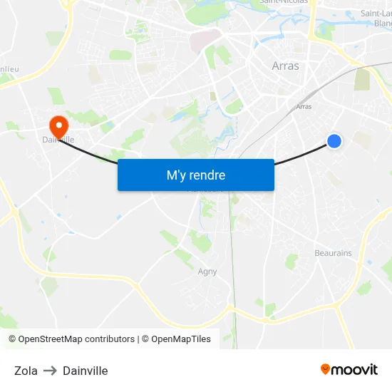 Zola to Dainville map