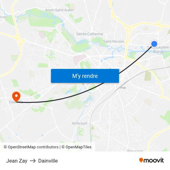 Jean Zay to Dainville map