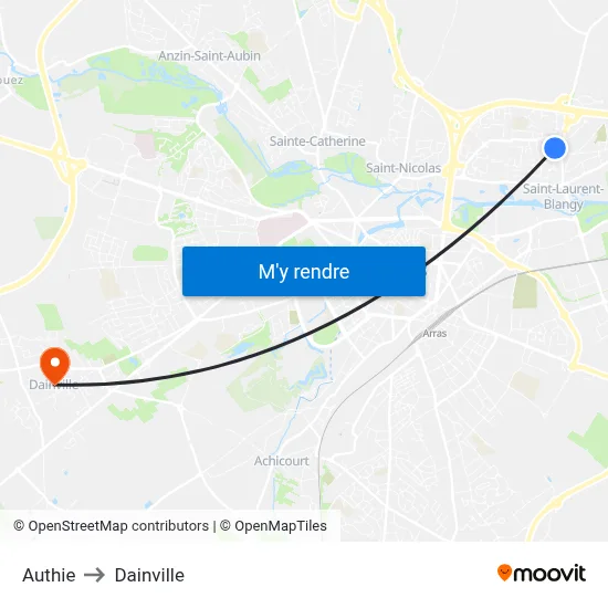 Authie to Dainville map
