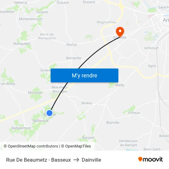 Rue De Beaumetz - Basseux to Dainville map