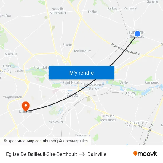 Eglise De Bailleuil-Sire-Berthoult to Dainville map