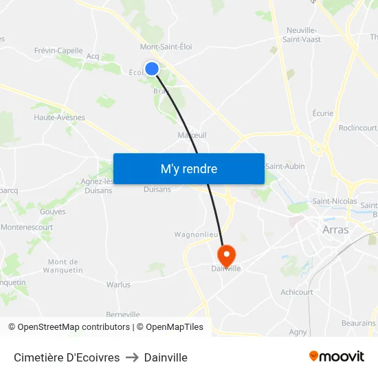 Cimetière D'Ecoivres to Dainville map