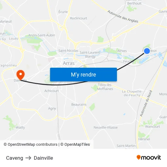 Caveng to Dainville map