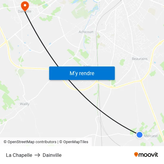La Chapelle to Dainville map