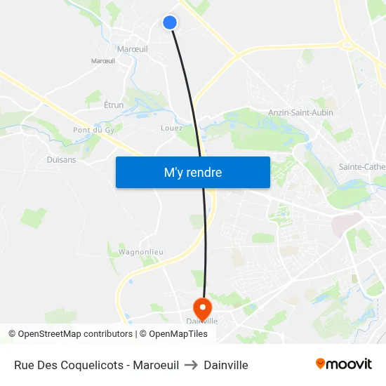 Rue Des Coquelicots - Maroeuil to Dainville map