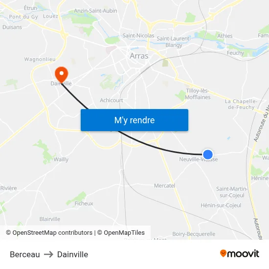 Berceau to Dainville map