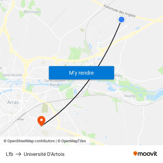 Lfb to Université D'Artois map