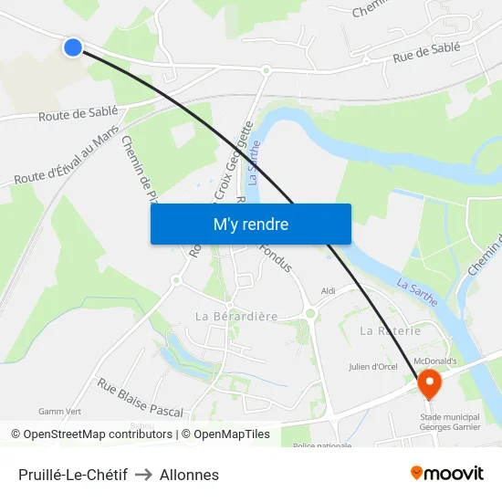 Pruillé-Le-Chétif to Allonnes map
