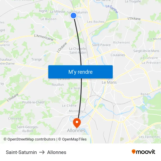 Saint-Saturnin to Allonnes map