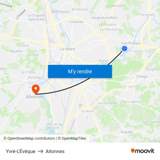 Yvré-L'Évêque to Allonnes map