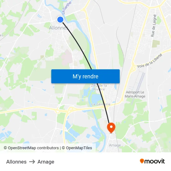 Allonnes to Arnage map