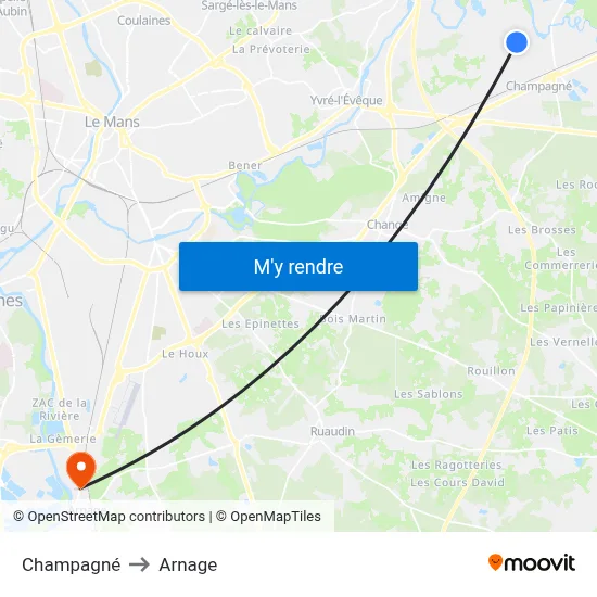Champagné to Arnage map