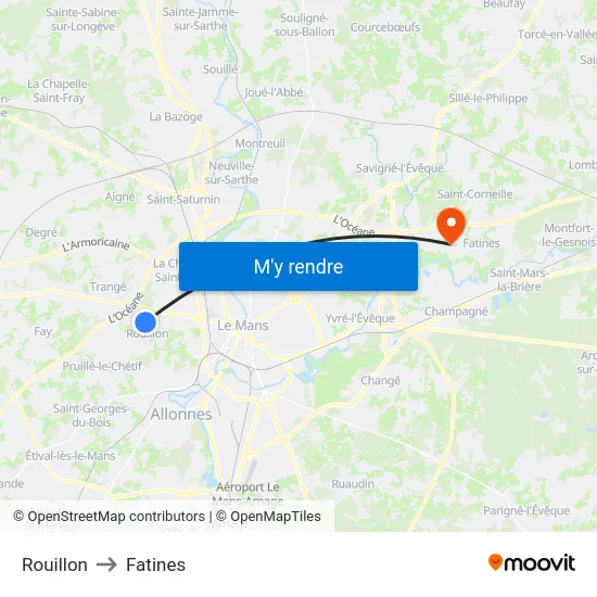 Rouillon to Fatines map