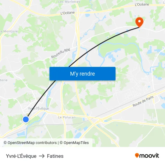 Yvré-L'Évêque to Fatines map