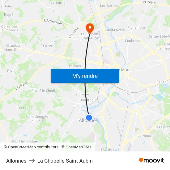 Allonnes to La Chapelle-Saint-Aubin map