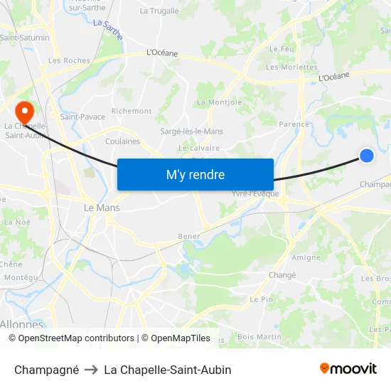 Champagné to La Chapelle-Saint-Aubin map